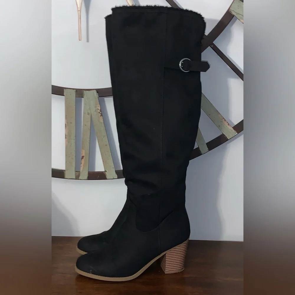 SUGAR OTK (Over the Knee) Slouchy Heeled Black Boots